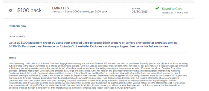amex offers emirates 100